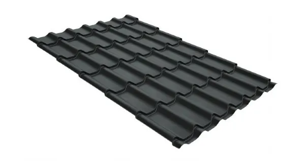 Металлочерепица классик GL 0,5 GreenCoat Pural Matt RR 23 темно-серый (RAL 7024 мокрый асфальт) купить в Боре