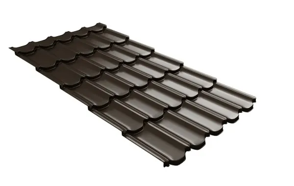 Металлочерепица квинта плюс с 3D резом 0,5 GreenСoat Pural Matt RR 32 темно-коричневый (RAL 8019 серо-коричневый) купить в Боре