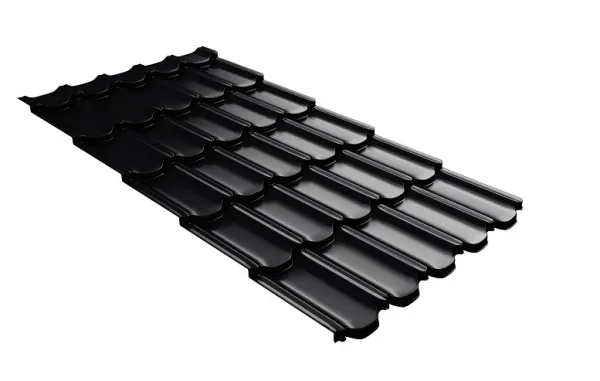 Металлочерепица квинта плюс с 3D резом 0,5 Satin RAL 9005 черный купить в Боре