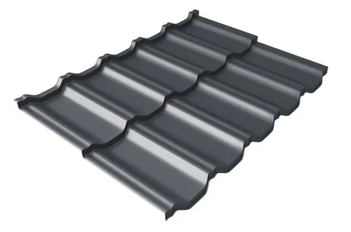 Металлочерепица модульная Квинта Uno Grand Line c 3D резом 0,5 Satin RAL 7024 мокрый асфальт купить в Боре
