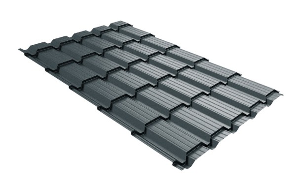 Металлочерепица GL квадро профи 0,45 Drap RAL 7016 антрацитово-серый купить в Боре