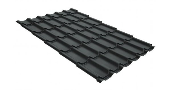Металлочерепица классик GL 0,5 GreenCoat Pural RR 23 темно-серый (RAL 7024 мокрый асфальт) купить в Боре