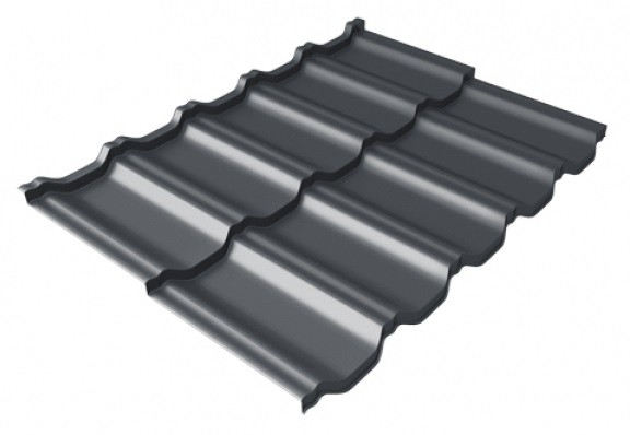 Металлочерепица модульная Квинта Uno Grand Line c 3D резом 0,5 Satin Мatt RAL 7024 мокрый асфальт купить в Боре