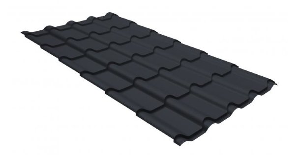 Металлочерепица камея GL 0,5 GreenCoat Pural RR 23 темно-серый (RAL 7024 мокрый асфальт) купить в Боре