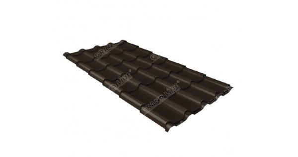Металлочерепица камея GL 0,5 GreenCoat Pural RR 32 темно-коричневый (RAL 8019 серо-коричневый) купить в Боре