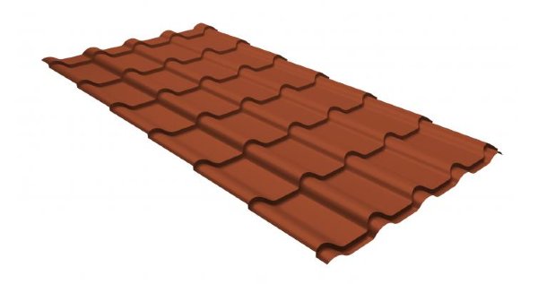 Металлочерепица камея GL 0,5 GreenCoat Pural RR 750 кирпично-красный (RAL 8004 терракота) купить в Боре
