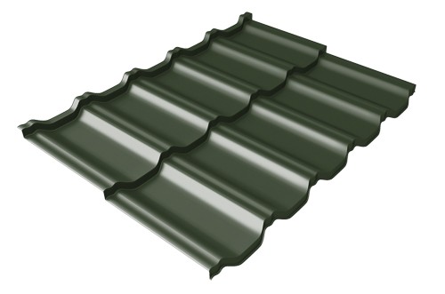 Металлочерепица модульная Квинта Uno Grand Line c 3D резом 0,5 GreenСoat Pural RR 11 темно-зеленый (RAL 6020 хромовая зелень) купить в Боре
