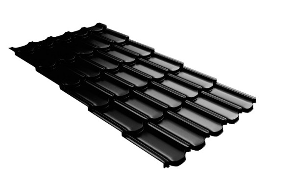 Металлочерепица квинта плюс с 3D резом 0,5 GreenСoat Pural Matt RR 33 черный (RAL 9005 черный) купить в Боре