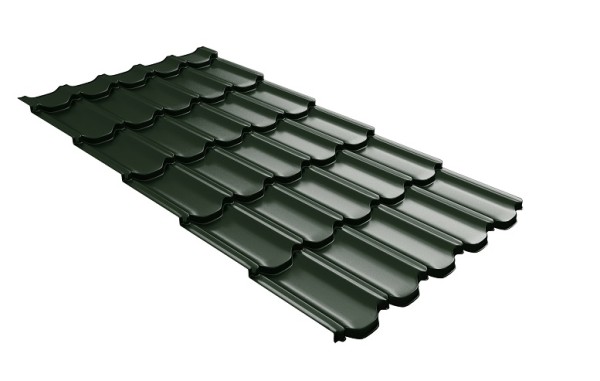 Металлочерепица квинта плюс с 3D резом 0,5 GreenСoat Pural RR 11 темно-зеленый (RAL 6020 хромовая зелень) купить в Боре