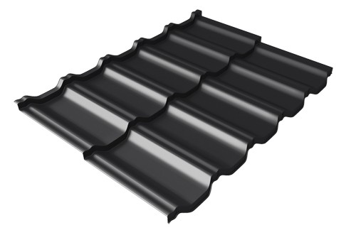 Металлочерепица модульная Квинта Uno Grand Line c 3D резом 0,5 Satin Мatt RAL 9005 черный купить в Боре