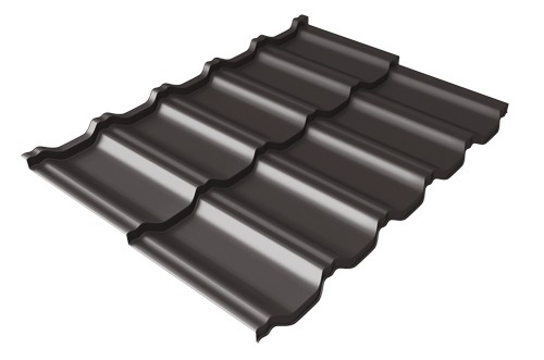 Металлочерепица модульная Квинта Uno Grand Line c 3D резом 0,5 Satin RR 32 темно-коричневый купить в Боре