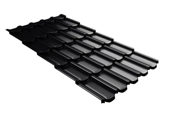 Металлочерепица квинта плюс с 3D резом 0,5 Satin Мatt RAL 9005 черный купить в Боре