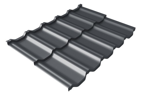 Металлочерепица модульная Квинта Uno Grand Line c 3D резом 0,5 Velur RAL 7024 мокрый асфальт купить в Боре