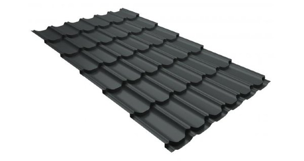 Металлочерепица квинта плюс 0,5 GreenCoat Pural RR 23 темно-серый (RAL 7024 мокрый асфальт) купить в Боре