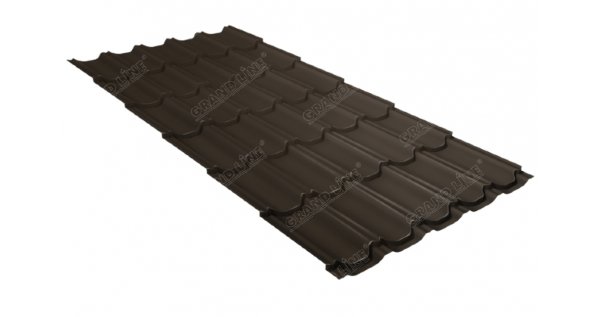 Металлочерепица квинта плюс 0,5 GreenCoat Pural Matt RR 32 темно-коричневый (RAL 8019 серо-коричневый) купить в Боре